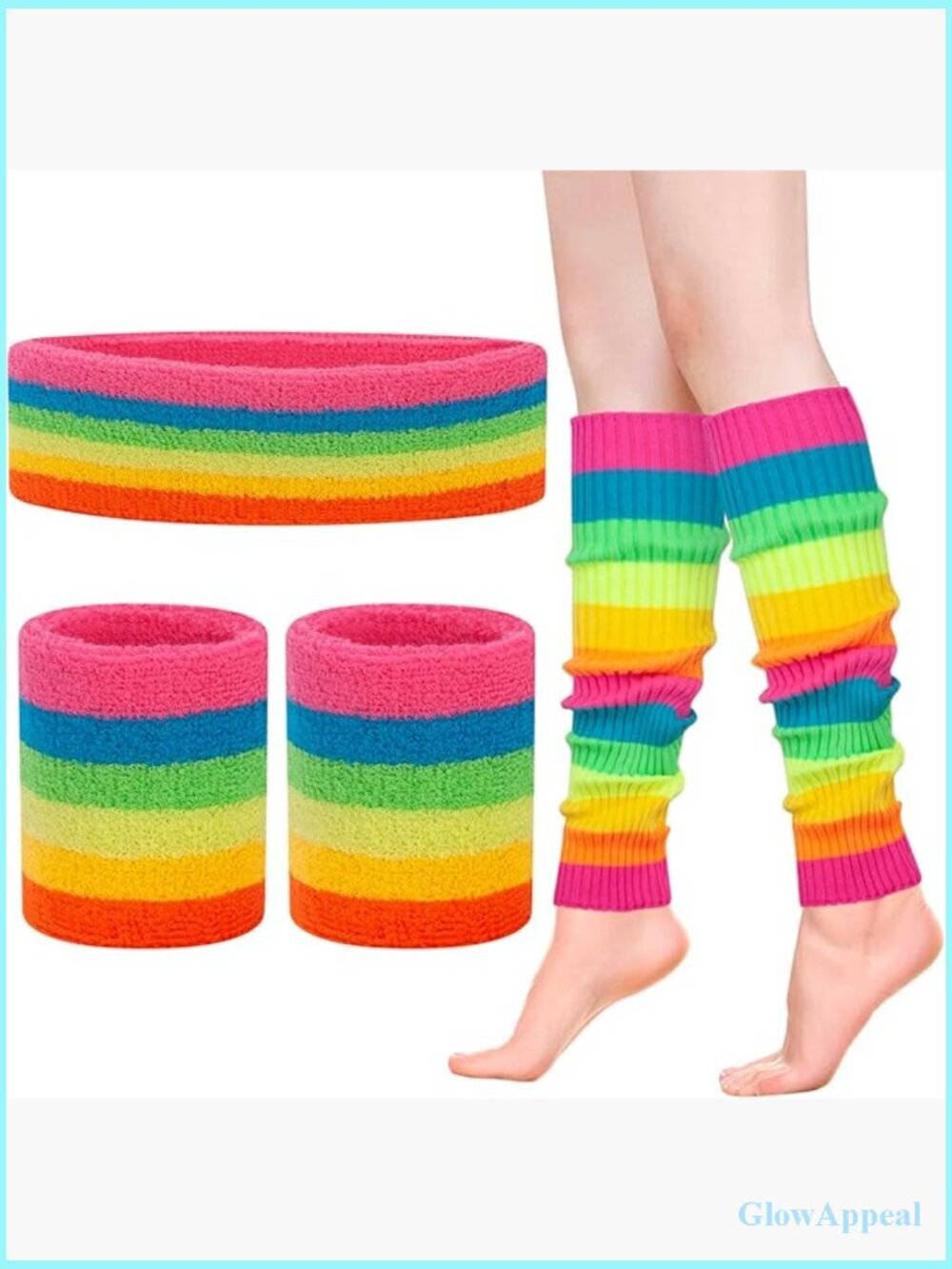 Leg Warmers Set with Headband & Wristbands for 80s Yoga
